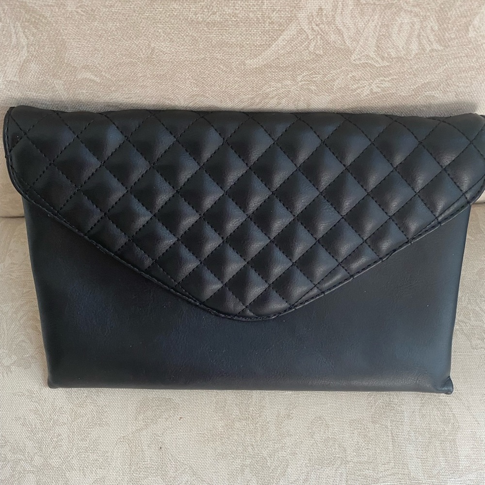 J.Crew Black clutch bag with chain link strap. - Picture 7 of 11